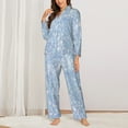 thumbnail image 3 of Bingfone Womens Pajama Sets White Bule Glitter Print,Long Sleeve Loungewear Pajamas Set-Xx-Large, 3 of 9