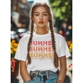 thumbnail image 4 of Women's T-Shirt SUMMER Sunshine Coral Red Ombre Simple Short Sleeve Casual Tee Classic Crew Neck T Shirt for Women White, 5XL, 4 of 7