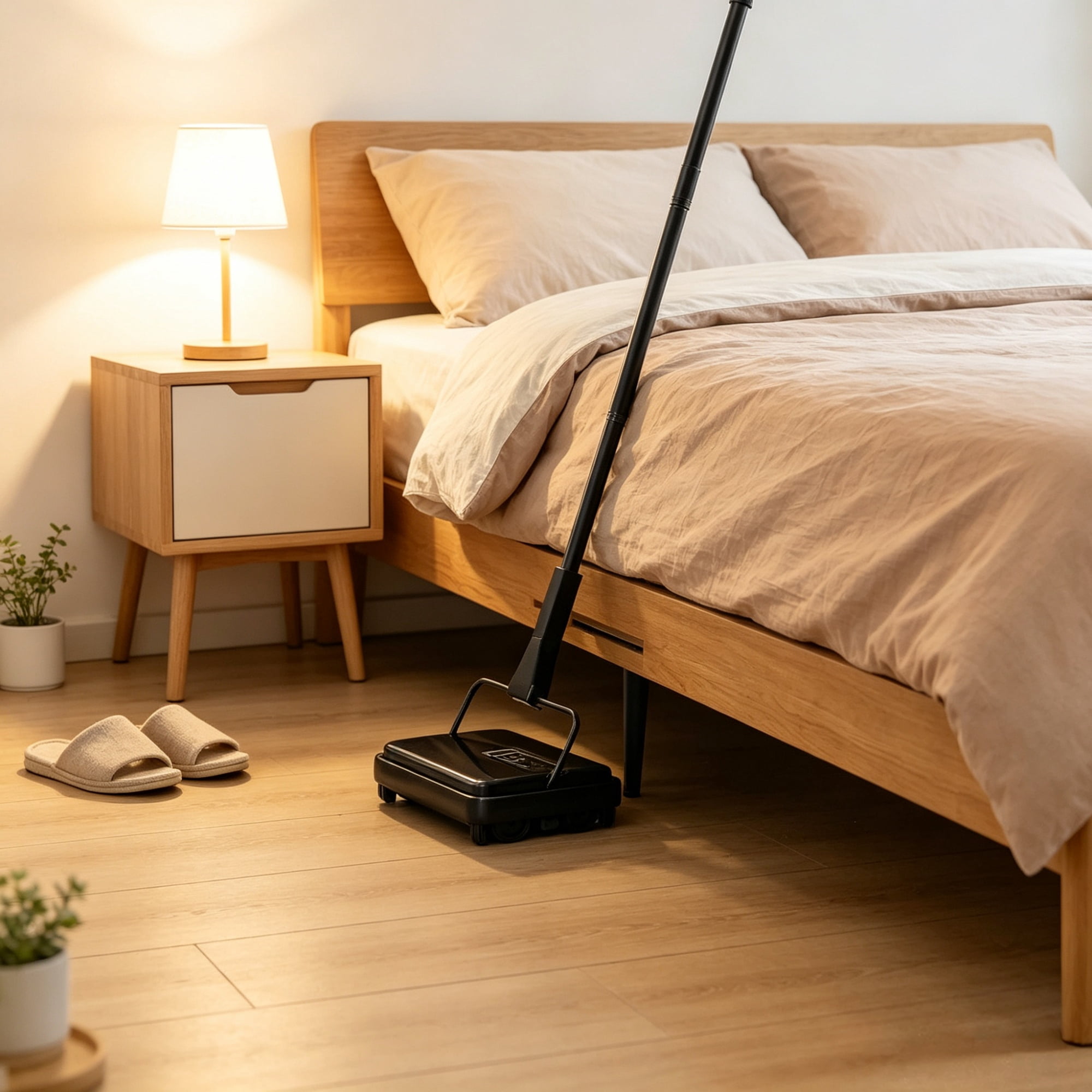 Manual Carpet Sweeper (7.87" Sweep Path), Non-Electric Floor Sweeper with 300ml Dustbin & Comb