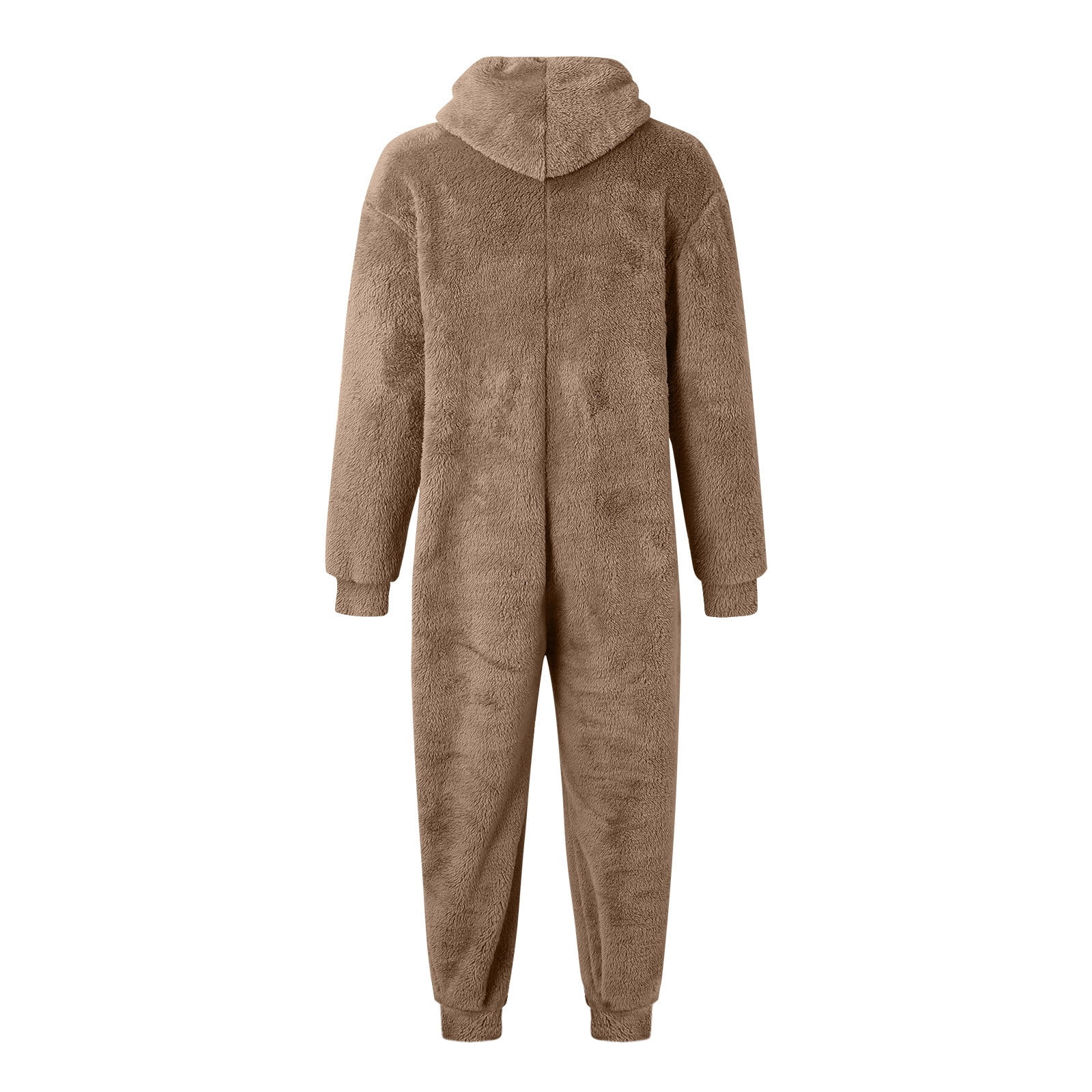 Utoimkio Men's Warm Fleece Hooded Onesie Jumpsuits Winter One Piece Full Zipper Pajamas Playsuit Home Outdoor Camping Coverall Sleepwear