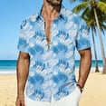 thumbnail image 1 of Ceisia Men's Tropical Leaf Print Short Sleeve Button Down Hawaiian Shirt for Beach Vacation Light Blue M Gifts, 1 of 7