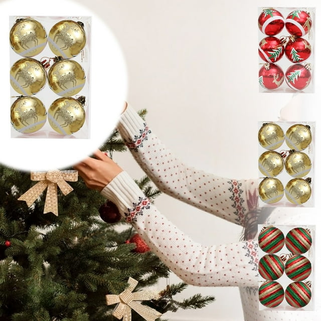 Set de Regalo de 6 Bolas Navideñas Multicolor | Adornos Colgantes para Árbol de Navidad | Plástico | 18 X 12 X 6 Cm | 80 G | para Interiores y Exteriores | Bodas y Fiestas