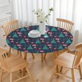 thumbnail image 3 of Dark Blue Christmas Pattern Round Fitted Tablecloth with Elastic Edge,Dining Table Cover Waterproof,Outdoor Round Tablecloth for Camping,Dining,Indoor and Outdoor, 3 of 7