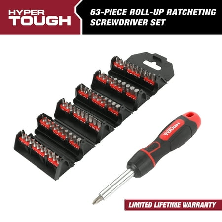 product image of Hyper Tough 63-Piece Roll-up Ratcheting Screwdriver Set  Model 42623
