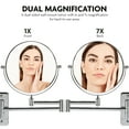 thumbnail image 3 of Ovente 7" Wall Mount Makeup Mirror, 1X & 7X Magnifier, Adjustable Spinning Double Sided Round Reflection, Extend, Retractable & Folding Arm, Bathroom & Vanity Décor, Polished Chrome MNLFW70CH1X7X, 3 of 8