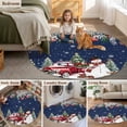 thumbnail image 5 of Round Area Rugs Collection 7 Ft, Navy Blue Christmas Non-Slip Residential Carpet, Snowman Xmas Truck Balls Tree Indoor Crawling Mats Runner Rugs for Living Room/Dining Room/Bedroom, 5 of 8