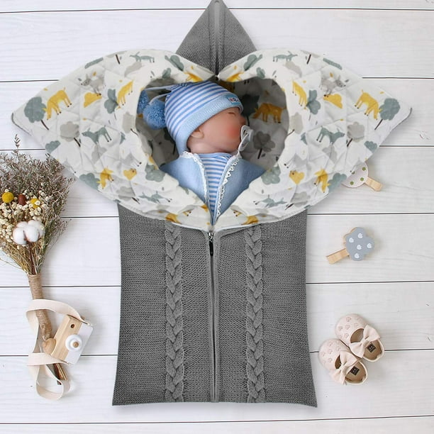 Swaddle pour nouveau-né, couverture en tricot pour poussette, sac