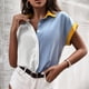 thumbnail image 5 of Blusa de solapa informal para mujer, manga corta, estampado, camisa suelta, botones, cárdigan Pompotops qwe20689, 5 of 9