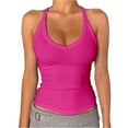 thumbnail image 1 of DondPO Womens Tank Tops,Lady V Neck Racer Back Tank Top For Women Padded Ribbed Long Tank Fitted Basic Tops,Halter Tops for Women,Womens Loose Tank Tops Clearance！ Pink L Clearance！, 1 of 5