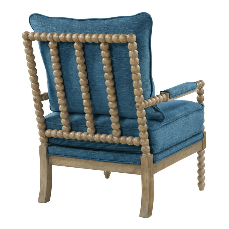 Fletcher Spindle Chair in Navy Blue Fabric with Brush Charcoal Finish