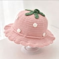 thumbnail image 5 of Baby Girls Knitted Strawberry Hat Strawberry Crochet Breathable Warm Hat, Fall Winter, Pink 1-4 Years, 5 of 7