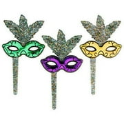 Mardi Gras Glitter Cupcake Picks - 24 Picks - 24737