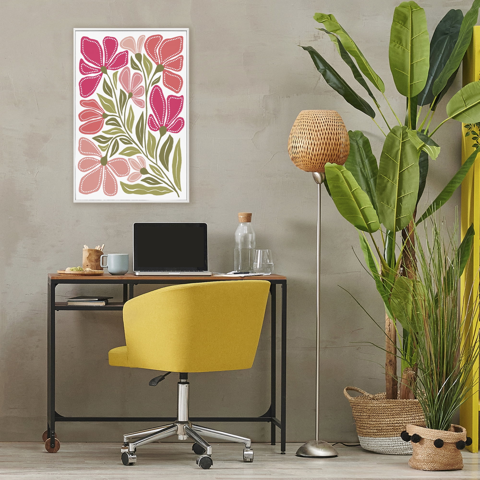 Stupell Industries Bold Midcentury Blooms White Framed Giclee Art, design by Martina Pavlova