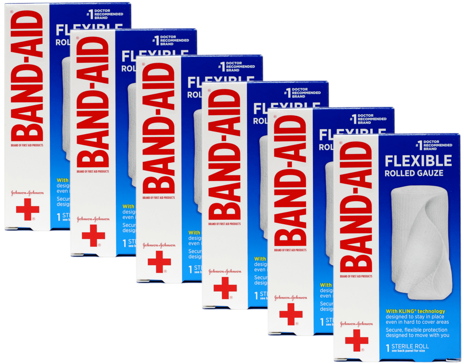 Band-Aid Flexible Rolled Gauze with Kling Technology 1 Roll 3 inch x 2.5 Yards Pack of 6