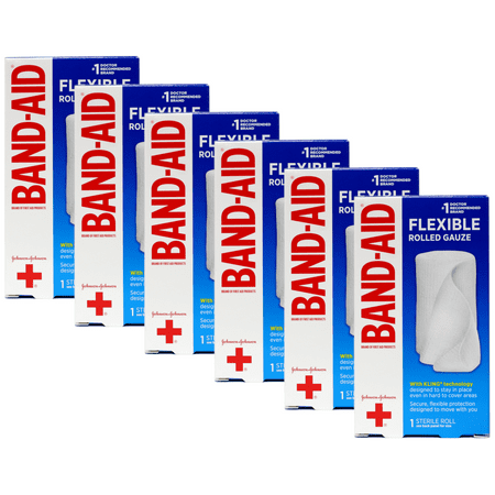 Band-Aid Flexible Rolled Gauze with Kling Technology 1 Roll 3 inch x 2.5 Yards Pack of 6