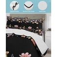 thumbnail image 4 of Black Spring Floral Queen Size Down Alternative Comforter, Lightweight Comforter Quilt Bedding Set with Pillow Shams Elegant Flowers Farmhouse Botanical All Seasons Bed Comforter Duvet Insert 90"x96", 4 of 7