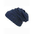 thumbnail image 1 of Gravity Threads Trendy Oversized Chunky Soft Beanie + Winter Gloves- Navy, White, 1 of 2