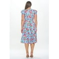 thumbnail image 3 of Women's Short Puff Sleeve Midi Floral Cocktail Flare Tea Party, Formal and Casual Dresses(Blue Hot Pink Small-Medium Size), 3 of 5