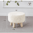 thumbnail image 4 of Pouf Ottoman, 100% Cotton Knitted Boho Footstool, Round Footrest with Non-Skid Wood Legs, Home Décor Handmade Pouffe, Leisure Floor Step Stool for Living Room (Beige), 4 of 6
