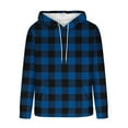 thumbnail image 6 of Momasggi Men's Big and Tall Fleece Hoodies Flannel Plaid Print Pullover Tops Cozy Long Sleeve Drawstring Hooded Sweatshirt Warm Winter Hoodie with Pockets Blue 3XL, 6 of 6
