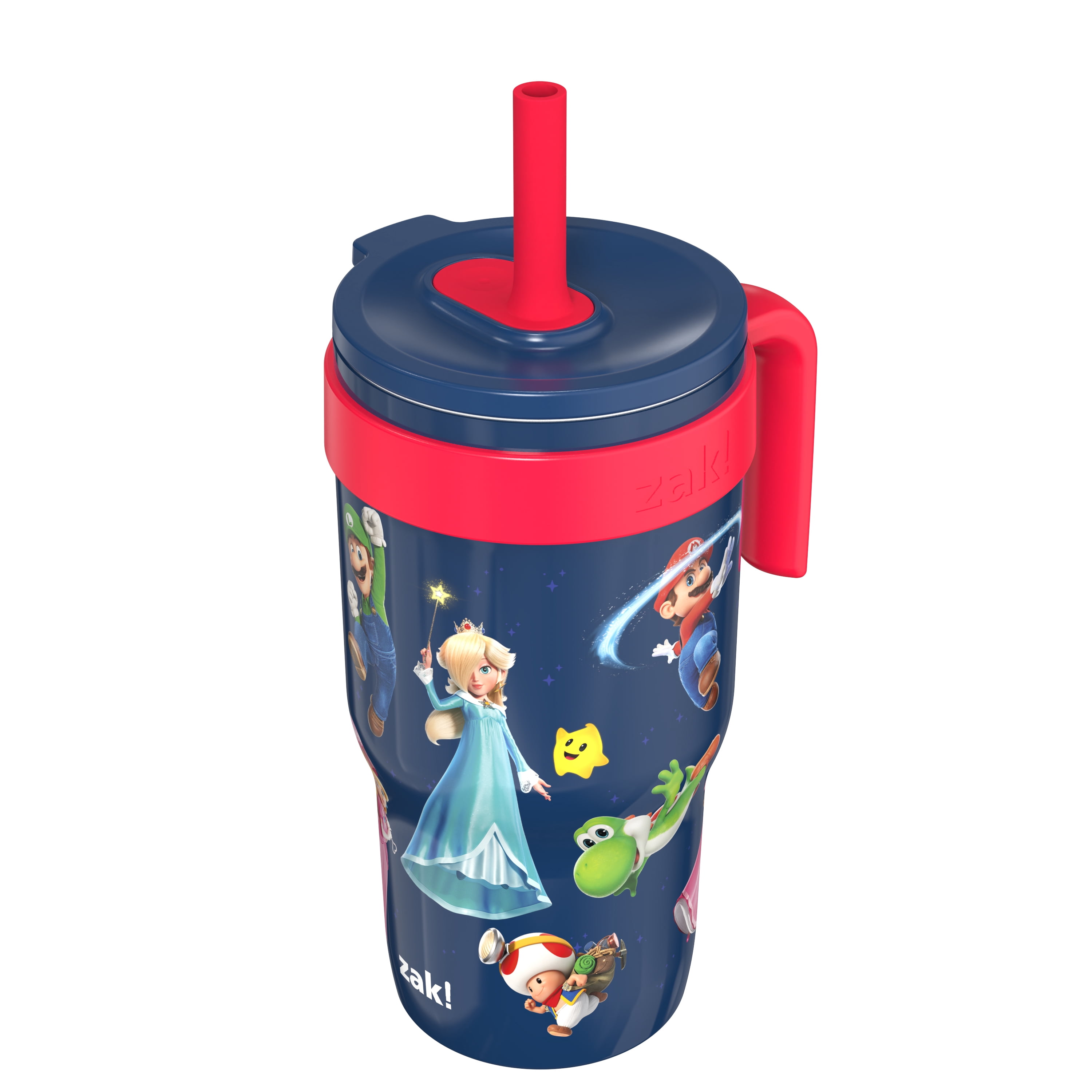 Zak Designs 18oz Mario Navy Kids Straw Cruiser Tumbler, Stainless