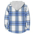 thumbnail image 4 of SonxaHe Big Girl Jackets Stylish Plaid Loose Hooded Long Sleeve Jacket Children Soft Comfy Outerwear Fall Jackets Blue,Sized 8-9, 4 of 4