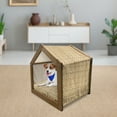 thumbnail image 3 of Retro Pet House, Retro Diamond Form Leaves Pattern with Curvy Shapes and Silhouette Daisies, Outdoor & Indoor Portable Dog Kennel with Pillow and Cover, 5 Sizes, Caramel and Beige, by Ambesonne, 3 of 5