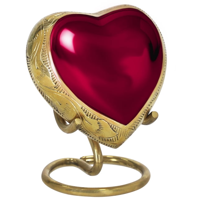 Urna de Cremación Trupoint Memorials Pequeña en Forma de Corazón Roja para Adultos
