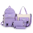 thumbnail image 1 of CLBD Trendy Korean-Style Canvas Backpack Set for Women - Large Capacity, Multifunctional, Includes Handbag, Shoulder Bag & Pencil Case, Available in Purple, Pink, Blue, Black, 1 of 7