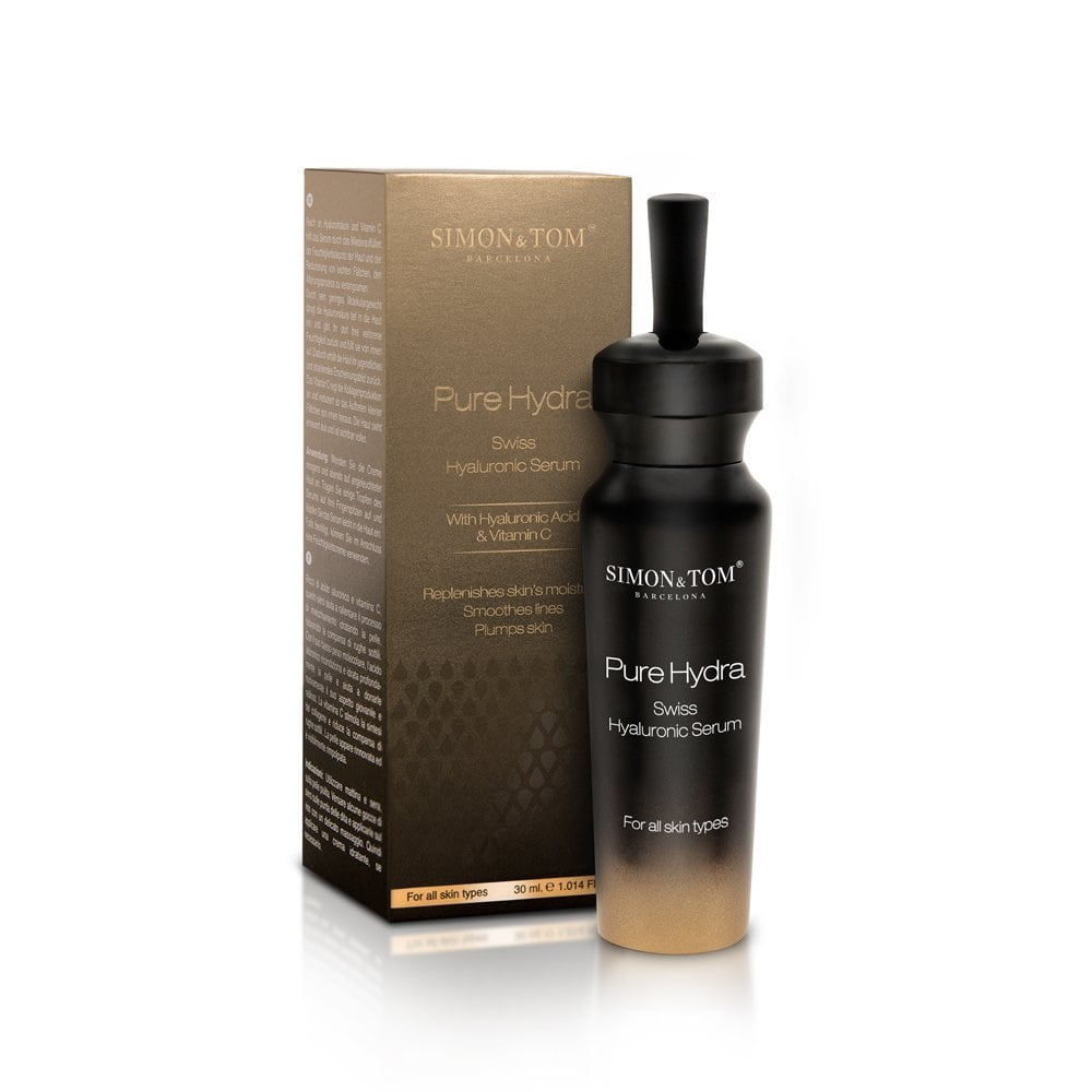 Simon & Tom Pure Hydra Swiss Hyaluronic Acid Serum for Face, Eyes, Neck and Decolletage with Vitamin C + Argan Stem Cells 30ml/1.01 fl oz + Yes to Tomatoes Moisturizing Single Use Mask