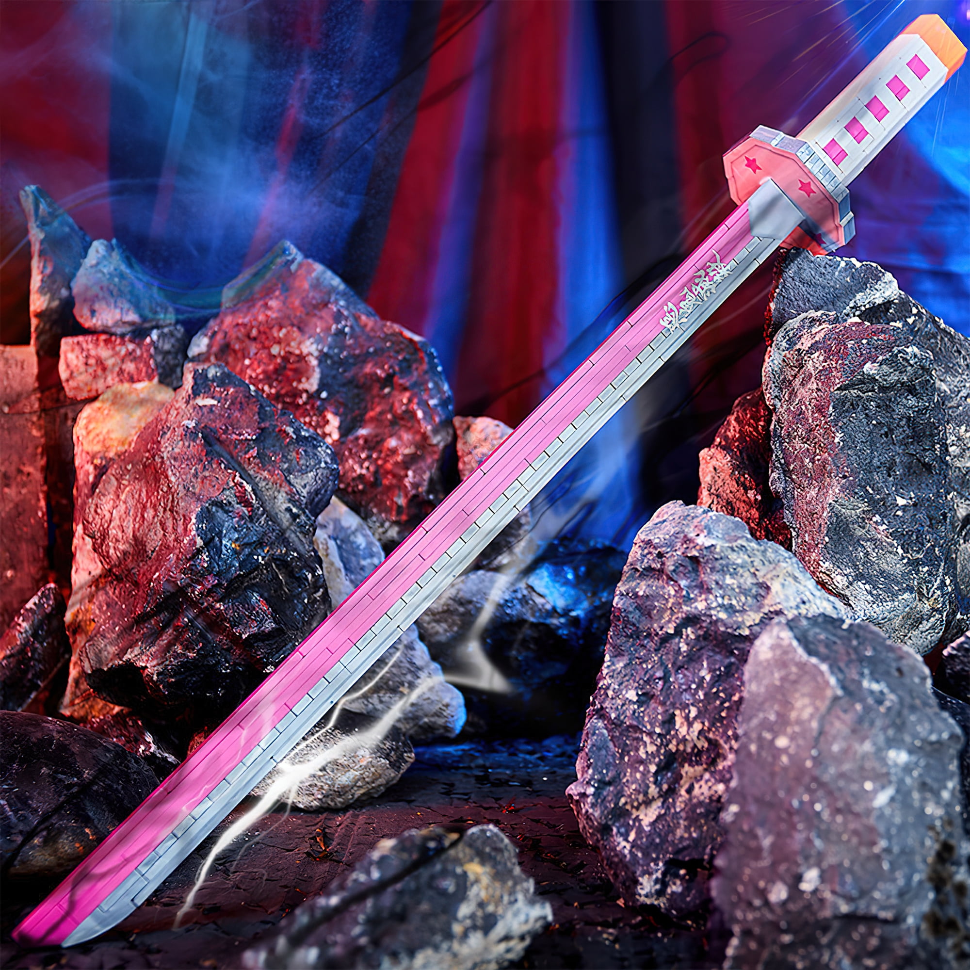 HI-REEKE Anime Demon Sword Building Set Slayer Kanao Tsuyuri Katana Building Kit Toy Pink