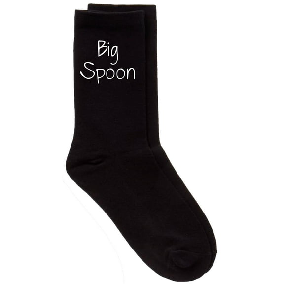 Big Spoon Black Calf Socks Valentines Day Husband Boyfriend Birthday Christmas Novelty Present