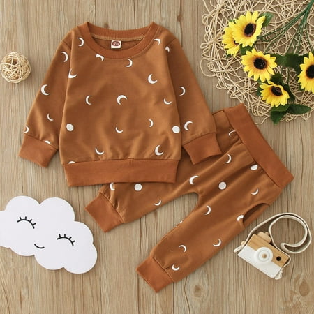 

MANHUJI Newborn Infant Baby Boys Cotton Moon Print Autumn Long Sleeve Pants Sleepwear Set Clothes Girls Size 7 Clothes Size 7 Girls Clothes Clothes for 10 Year Old Girls (A 100)