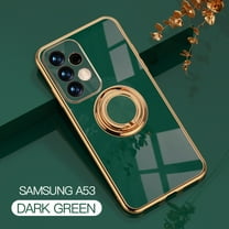 Case Compatible with Samsung Galaxy A53 5G, with Ring Holder Plating Kickstand Cover Slim Soft Flexible TPU Protective Shock-Absorbing Phone Cases for Women for Samsung Galaxy A53 5G - Darkgreen