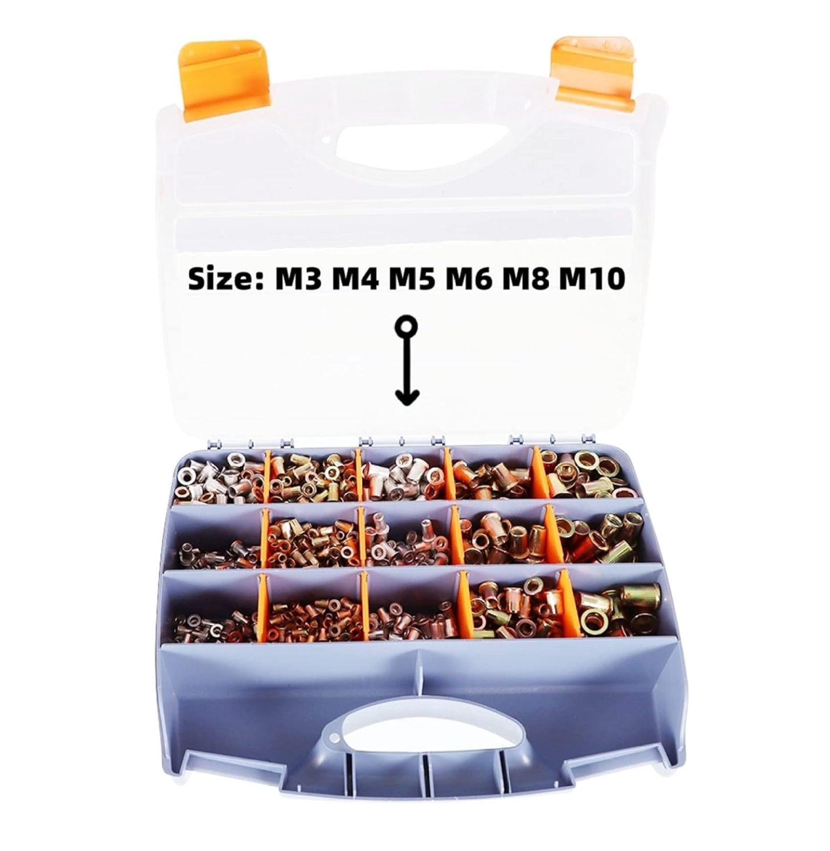 900 Pcs Rivet Nuts Kit Metric Zinc Steel, Stainless Steel, Aluminum Threaded Rivetnut Insert Nutsert Rivet Nuts Assortment Kit Including M8 M10