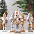 thumbnail image 2 of JM Figuras de adornos colgantes de cascanueces - Juego de adornos de árbol de Navidad de madera con purpurina dorada y plateada Mini rey y soldado de Cascanueces - 5 piezas ER, 2 of 5