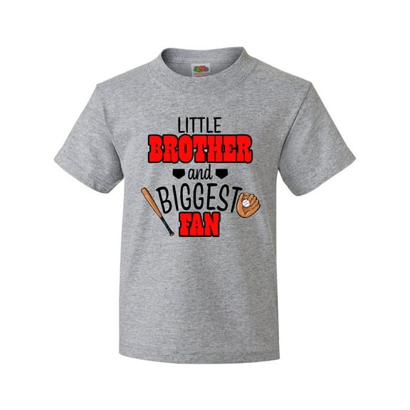 Inktastic Little Brother and Biggest Fan Baseball Glove and Bat Youth T-Shirt