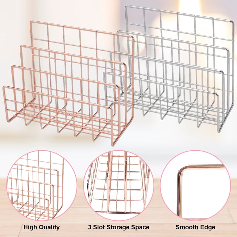 2-Pack Metal Mail Organizer with 3 Compartments photo 4