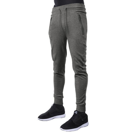 Mens Joggers with Zipper Pockets Casual Lightweight French Terry Active ...