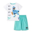 thumbnail image 2 of ibiyuan Boys Clothes Boys Summer Outfits Funny Graphic Cozy T-Shirt Elastic Waist Shorts 2-Piece, 2 of 3
