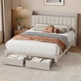 thumbnail image 6 of CONCETTA Queen Size Upholstered Platform Bed, Platform Bed with Headboard and 2 Drawers, Sturdy Modern Wooden & Metal Frame Platform for Mattress Support, No Box Spring Needed,Beige, 6 of 10