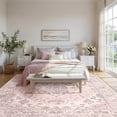 thumbnail image 2 of KoshiMe Washable Area Rug 5'x7', Non-Slip Soft Vintage Distress Floral Rugs for Living Room, Stain Resistant Low Pile Medallion Carpet for Dining Room Office, Gray Pink, 2 of 9