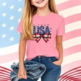 thumbnail image 2 of FAVIPT Little Girls Patriotic Tshirts Kids 250th Anniversary Shirt Stars and Stripes Shirts Red White Blue Independence Day Top Pink,12-13 Years, 2 of 7