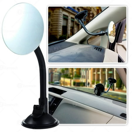 Zone Tech Adjustable Round Blind Spot Mirror - Long Arm HD Glass Convex Wide Angle Rear View Universal Fit Lens