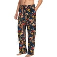 thumbnail image 3 of Mens Pajama Pants - Soft Sleep & Lounge Pants for Men, Hawaiian Style Colorful Flowers Cuteness Casual PJ Bottoms Pants with Pockets, 3 of 5