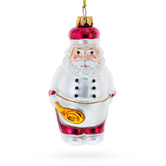 Santa the Cook Glass Christmas Ornament