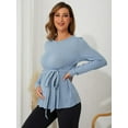 thumbnail image 4 of DOPI Women's Maternity Shirts Casual Long Sleeve Tie Front Ribbed Knit Pregnancy Tee Top, 4 of 8