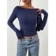thumbnail image 2 of Remera PRETTYGARDEN de Manga Larga con Frunces, Crop Top Azul Marino M, 2 of 9