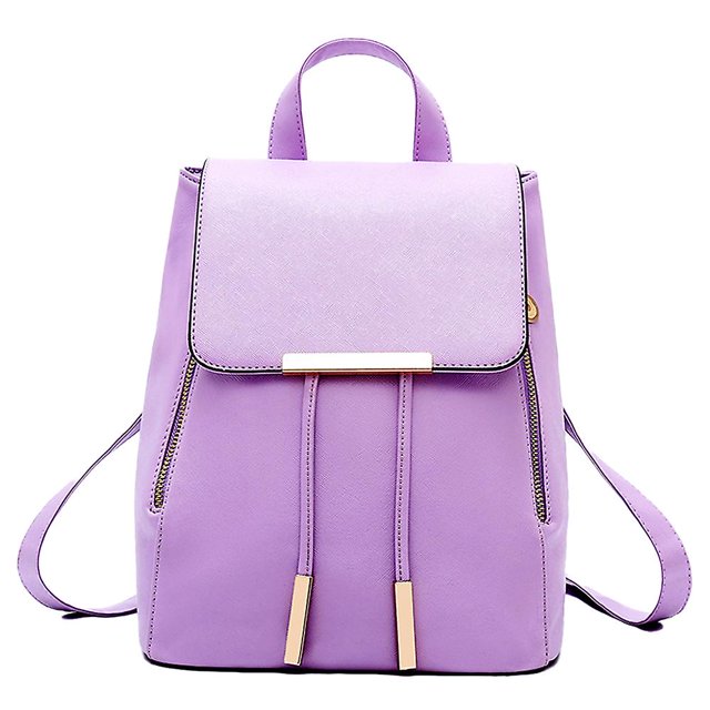 Purple 6cm Bolso de hombro doble con solapa y cordón con borde de hierro y doble cremallera