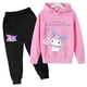 thumbnail image 2 of Chándal informal divertido de Hello Kitty para niños, sudaderas con capucha Kuromi para niños, conjuntos de 2 piezas, pantalones largos, trajes para niñas bebés, chándal deportivo, 2 of 5